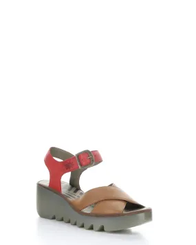 BACE411FLY 002 TAN/CHERRY RED Velcro Sandals