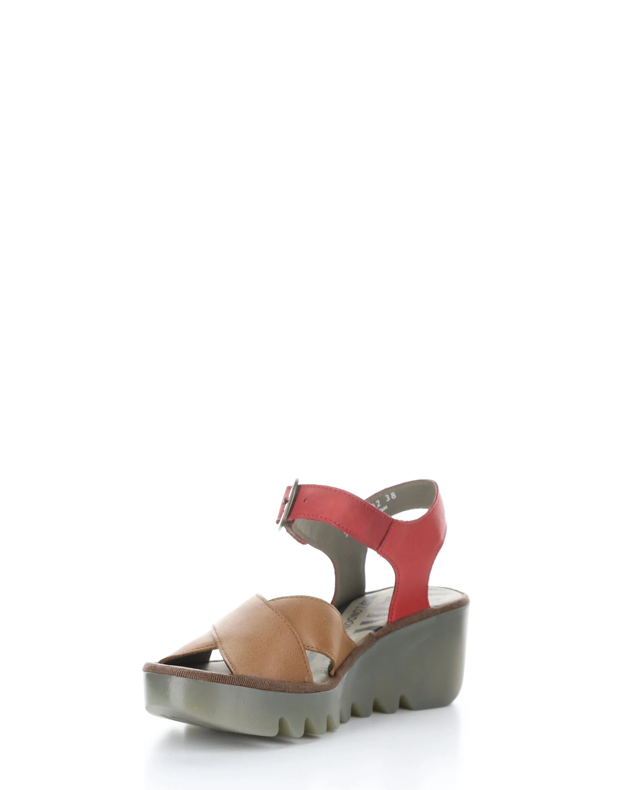 BACE411FLY 002 TAN/CHERRY RED Velcro Sandals