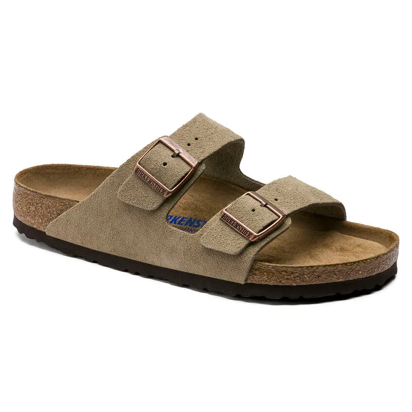 BIRKENSTOCK Women's Arizona Suede Soft Footbed (Taupe - Wide Fit)