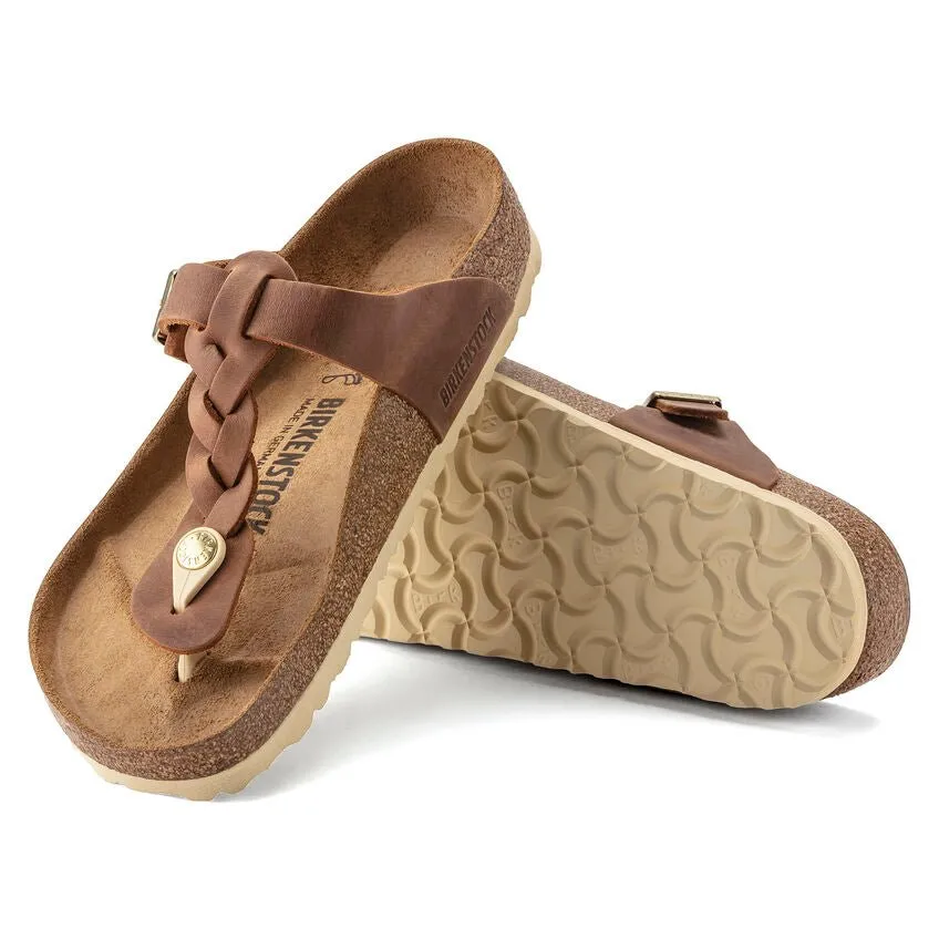 Birkenstock Women's Gizeh Braid - Cognac Oiled Leather