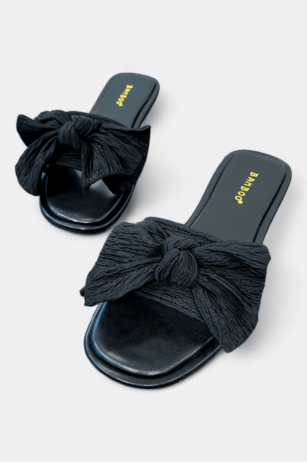 Black Bow Flat Sandals