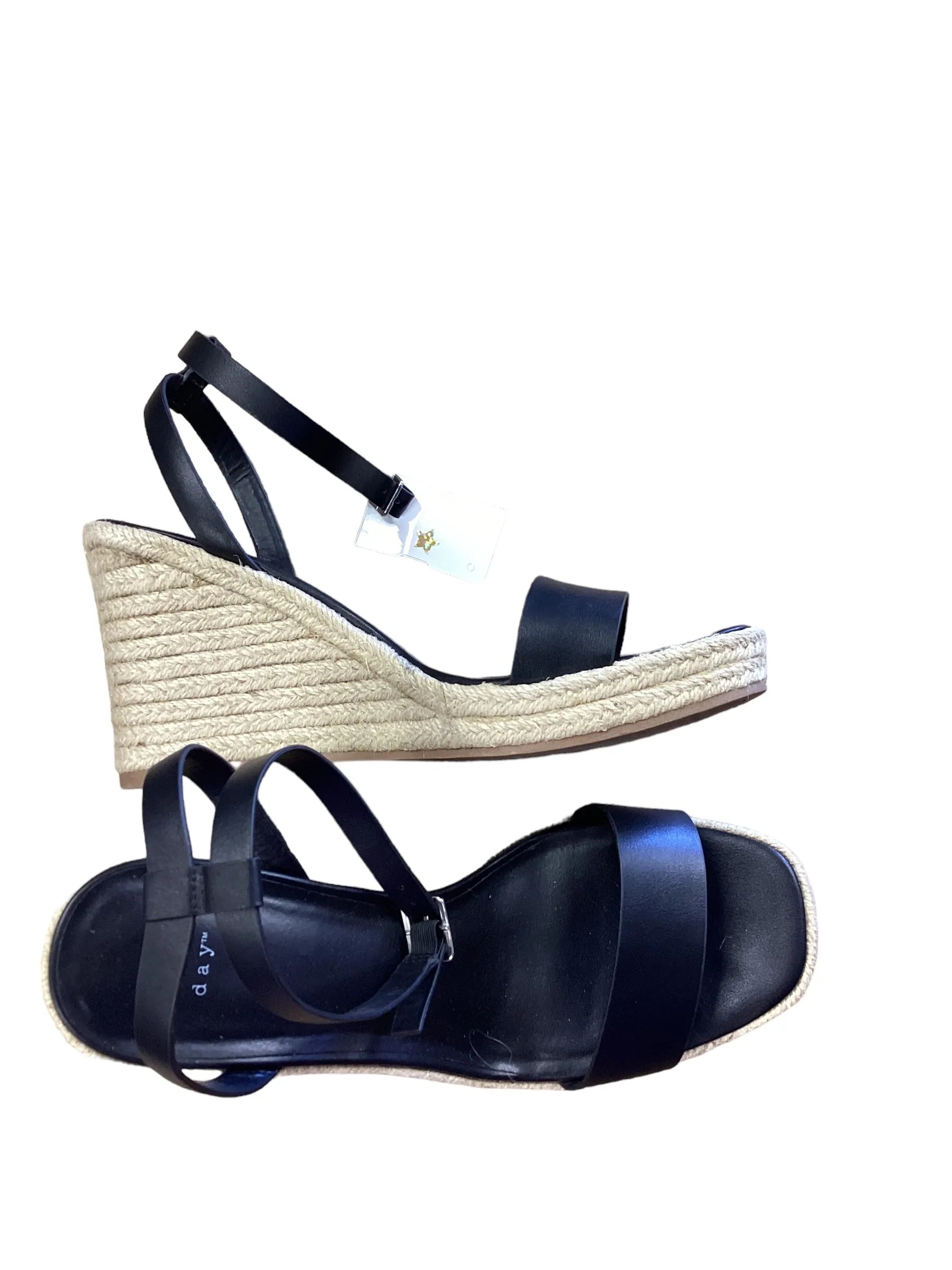 Black Sandals Heels Wedge A New Day, Size 10