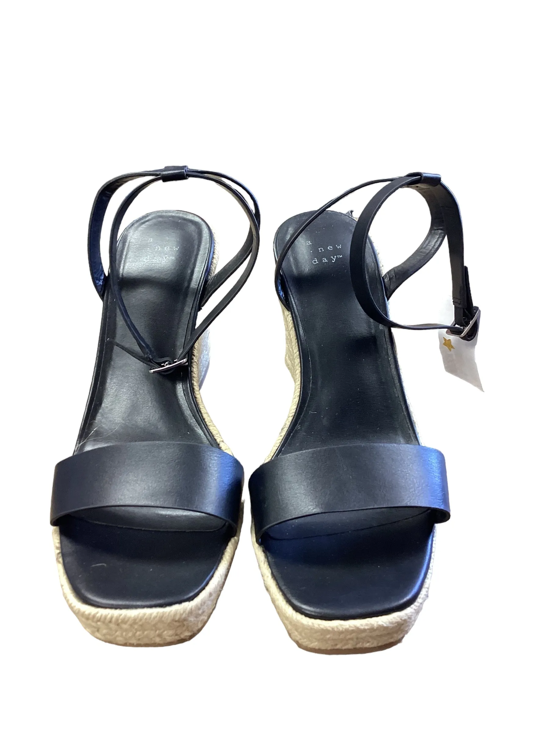 Black Sandals Heels Wedge A New Day, Size 10