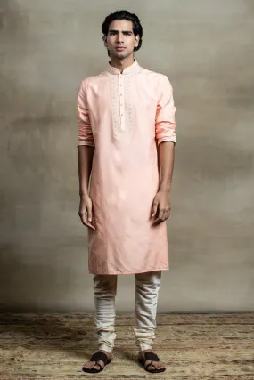 Cotton Silk Kurta Set With Thread Embroidery Detailing