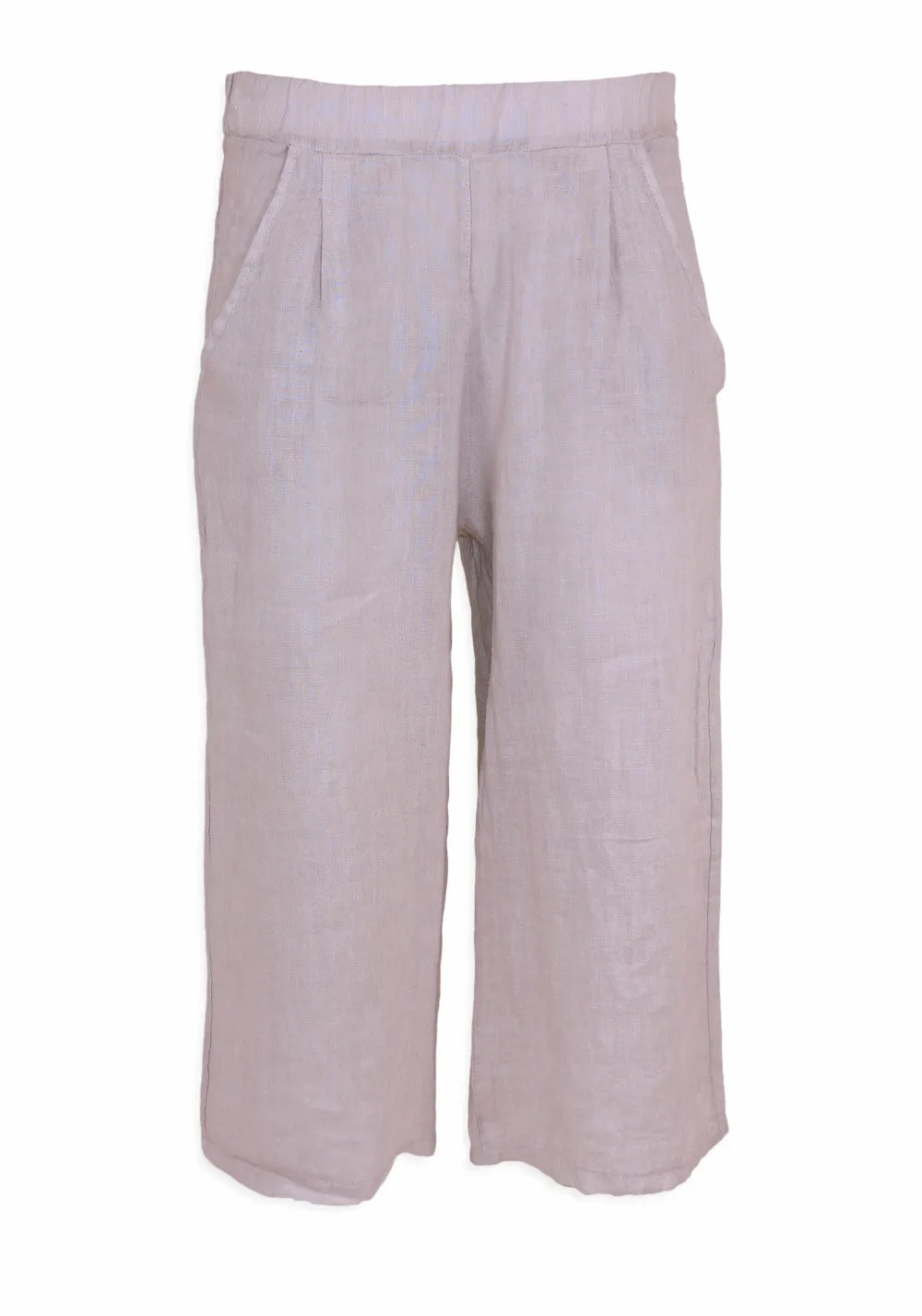 CROPPED LINEN PANT (GREY) - PISTACHE