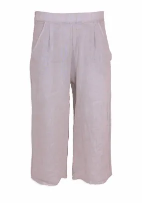 CROPPED LINEN PANT (GREY) - PISTACHE