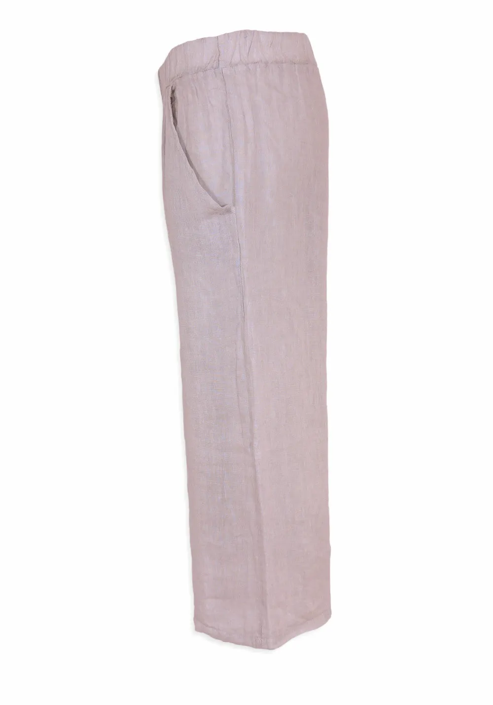 CROPPED LINEN PANT (GREY) - PISTACHE