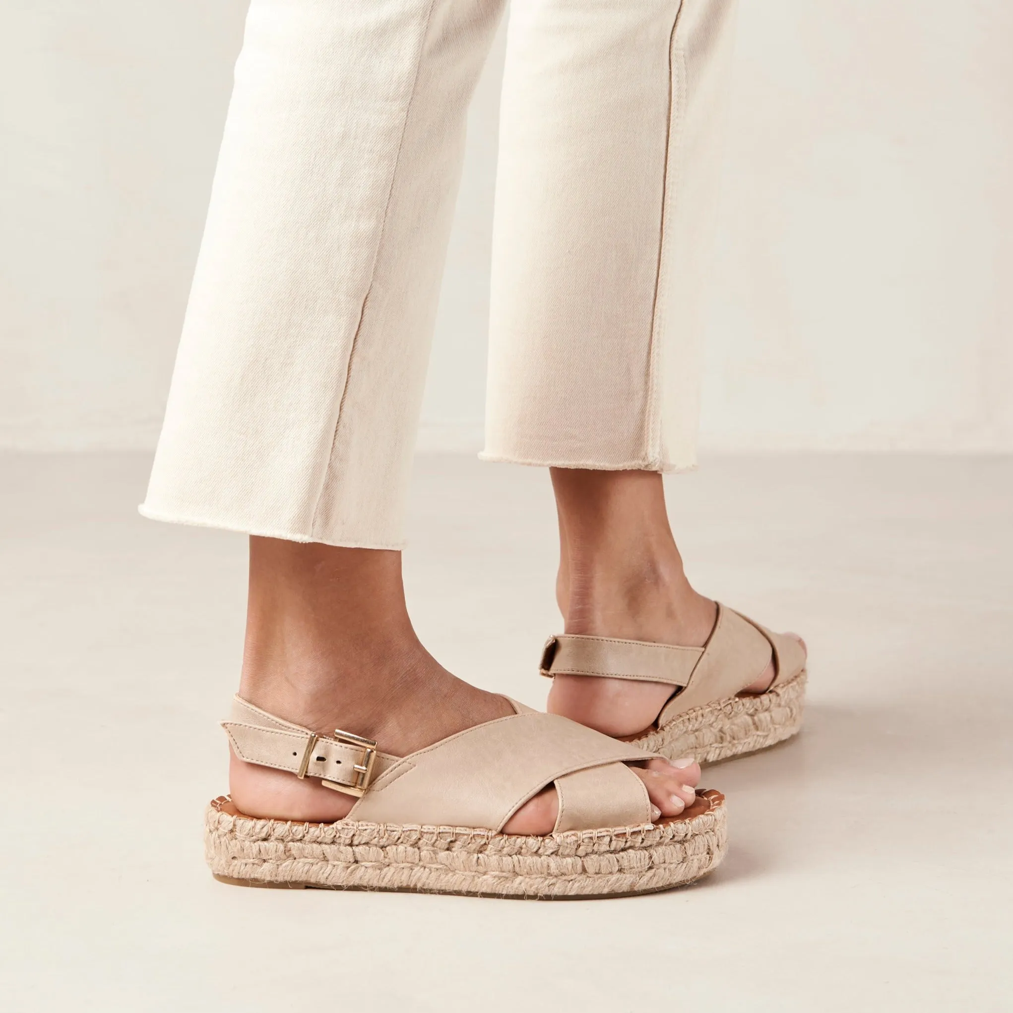 Crossed Corn Cream Vegan Leather Espadrilles