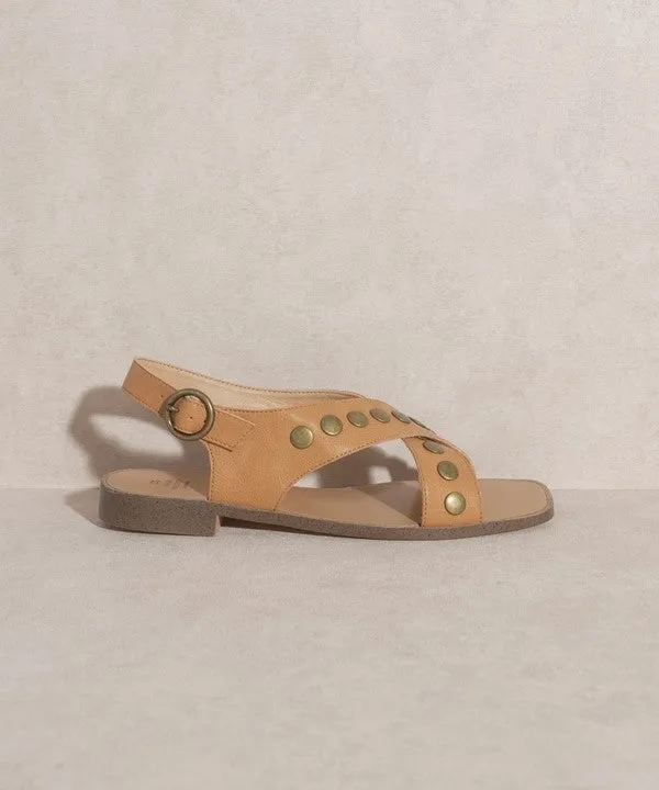 CROSSLUCK STUDDED SANDALS [ONLINE EXCLUSIVE]