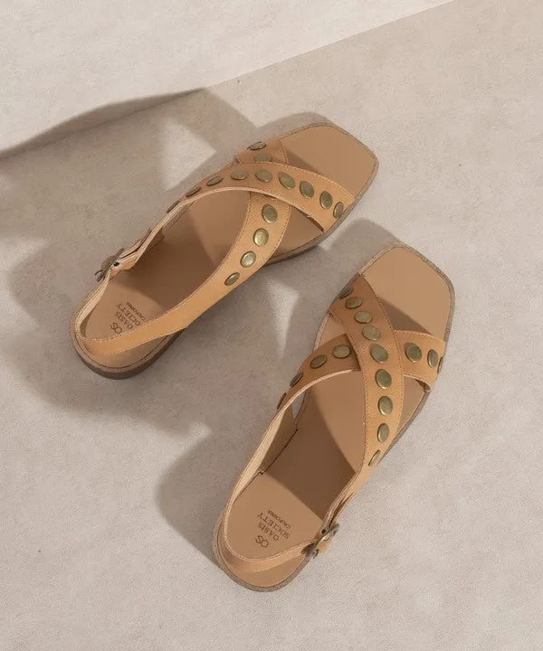 CROSSLUCK STUDDED SANDALS [ONLINE EXCLUSIVE]