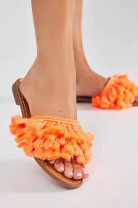 Cute And Casual Flat Sandals - Orange