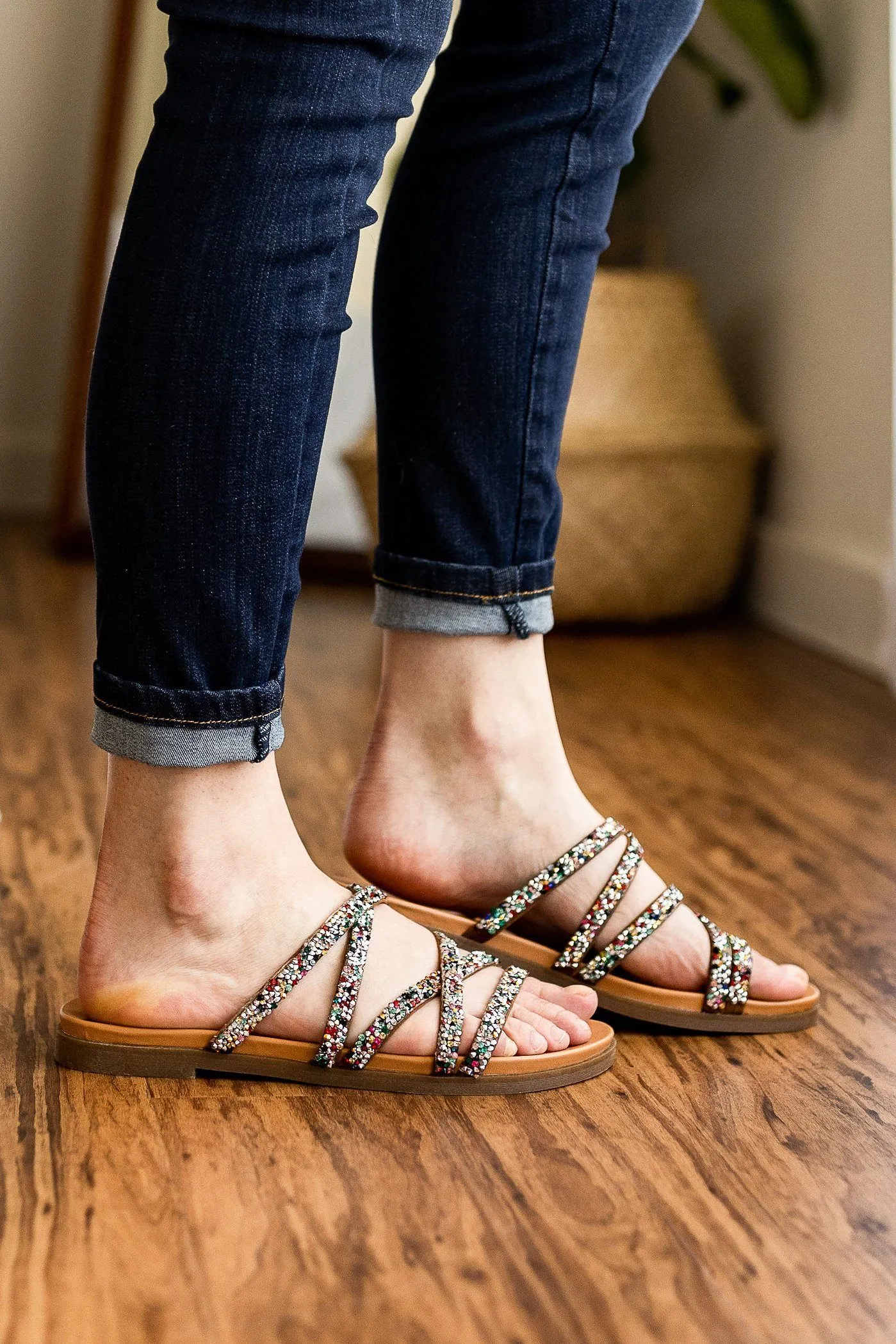 Eliana Rhinestone Sandals in Multi