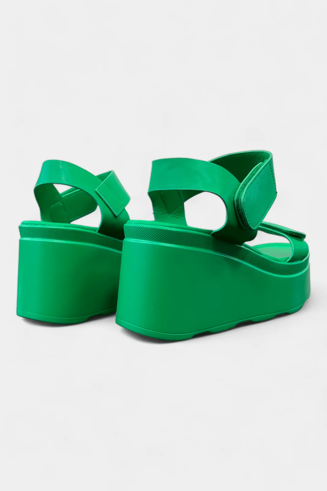 Green Adjustable Straps Platform Sandals