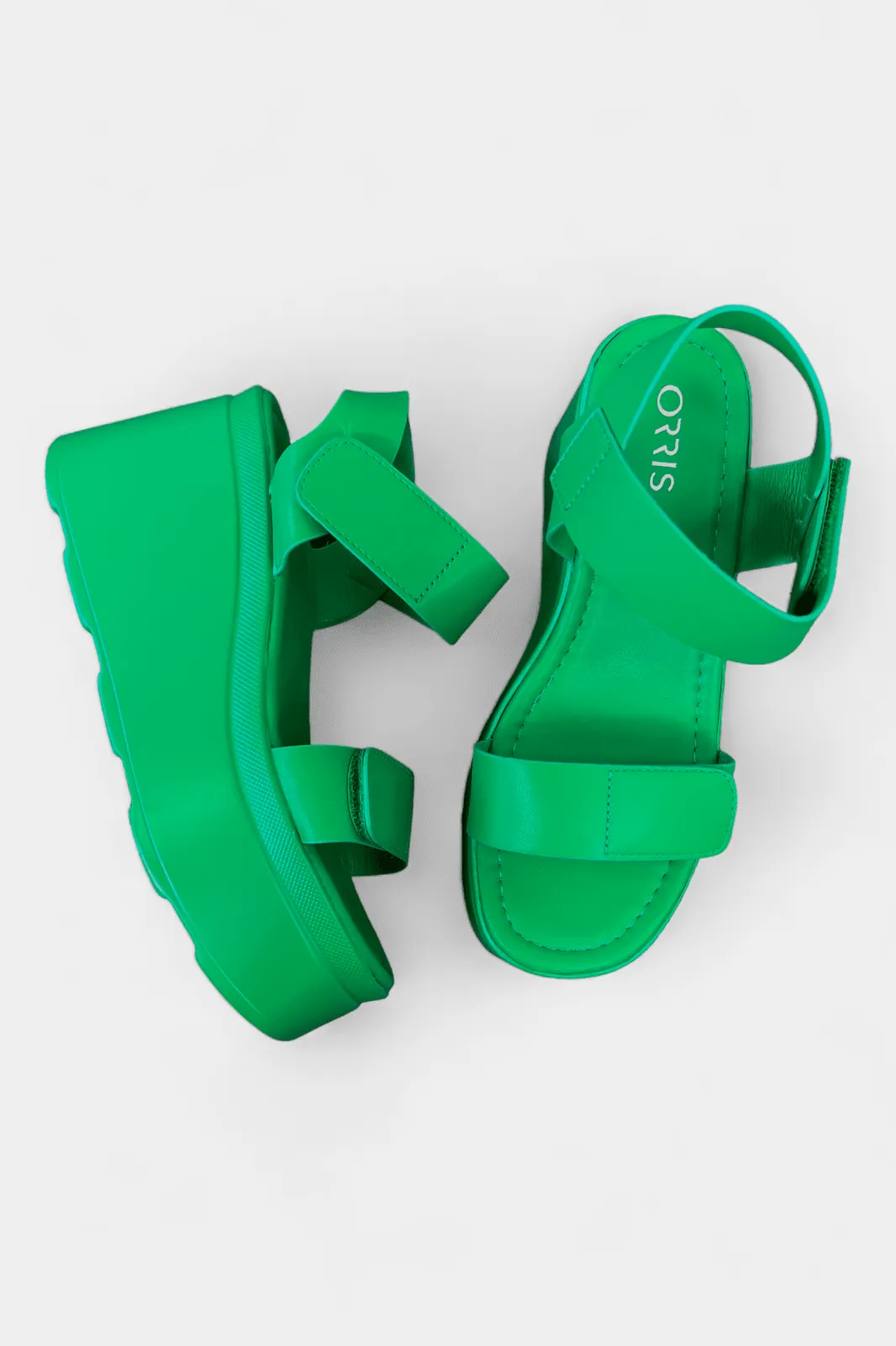 Green Adjustable Straps Platform Sandals