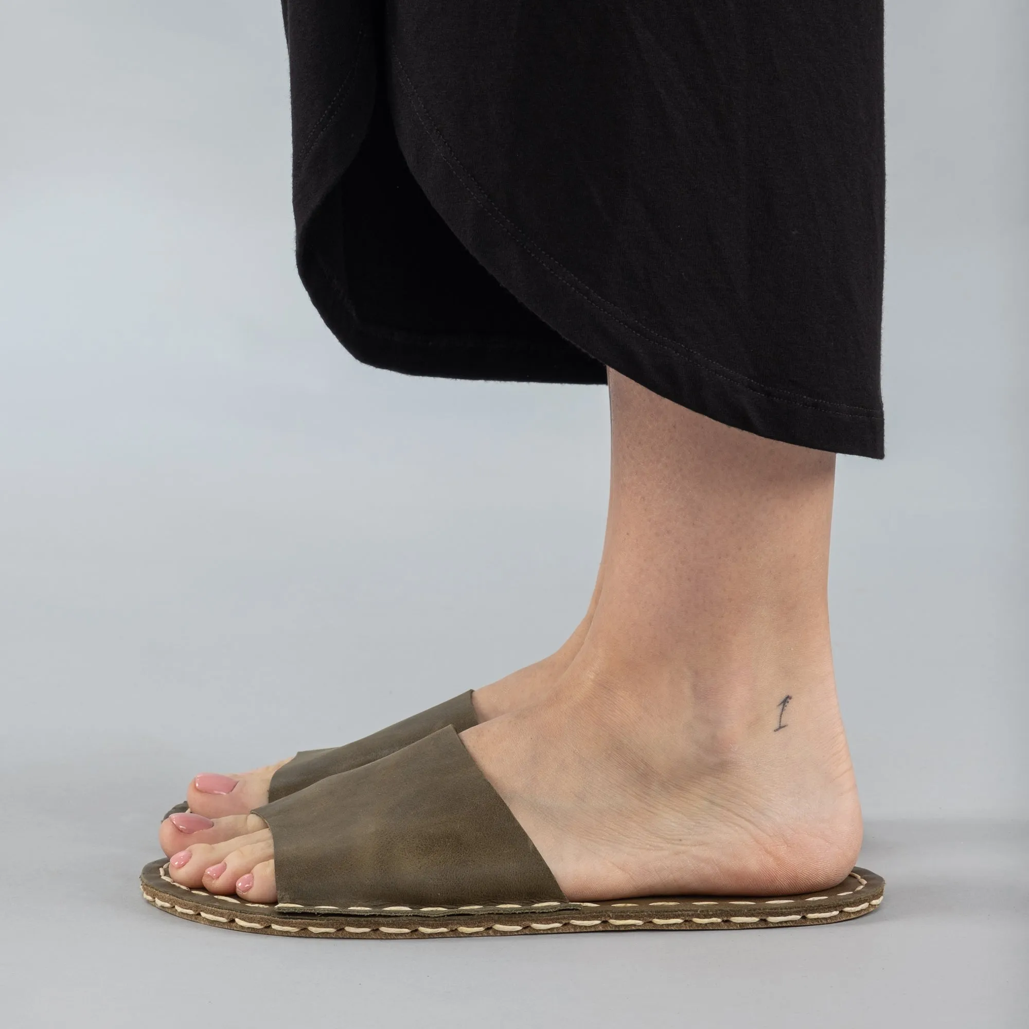 Green Barefoot Slide Sandals