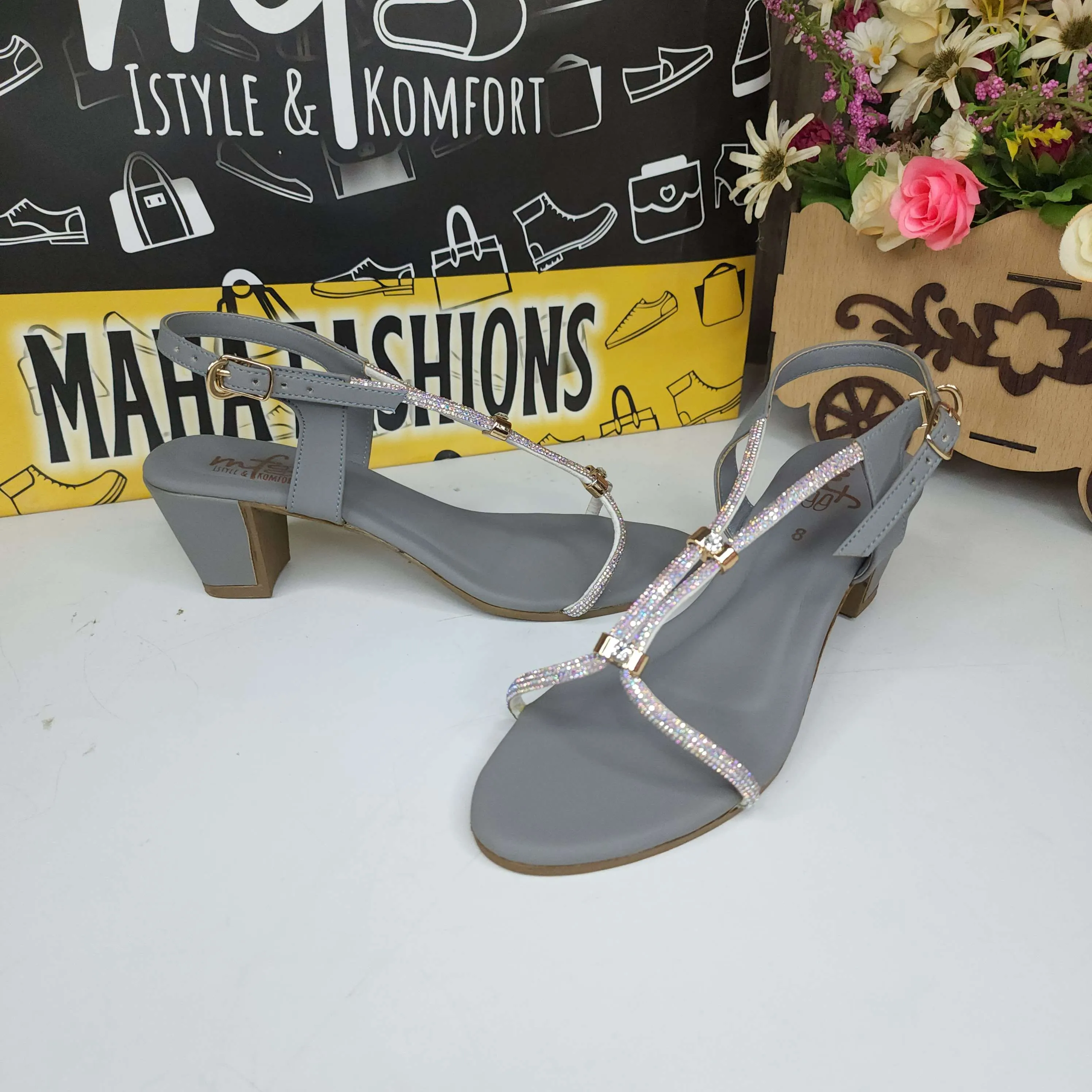 Grey Studs Sandals