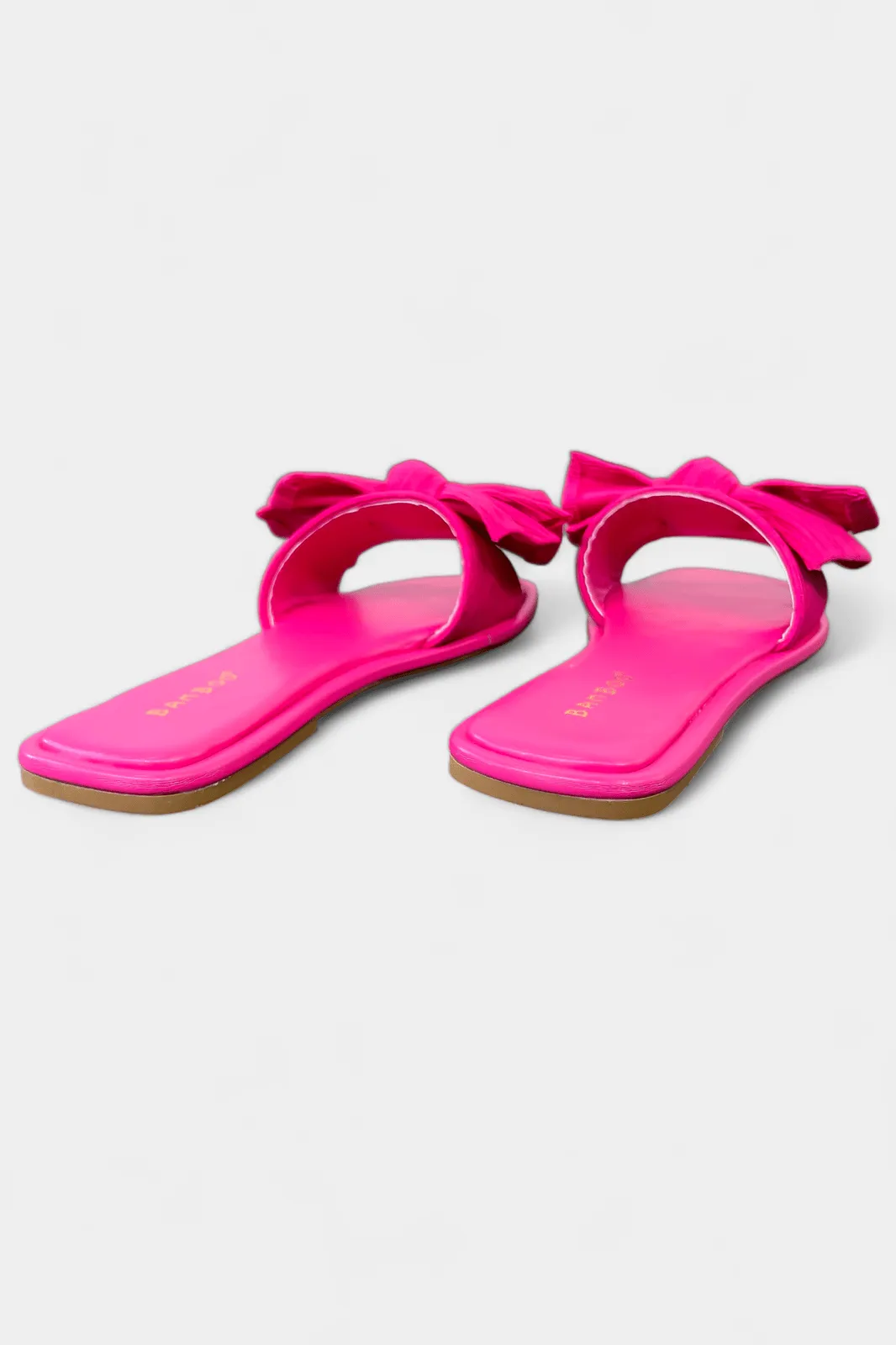 Hot Pink Bow Flat Sandals