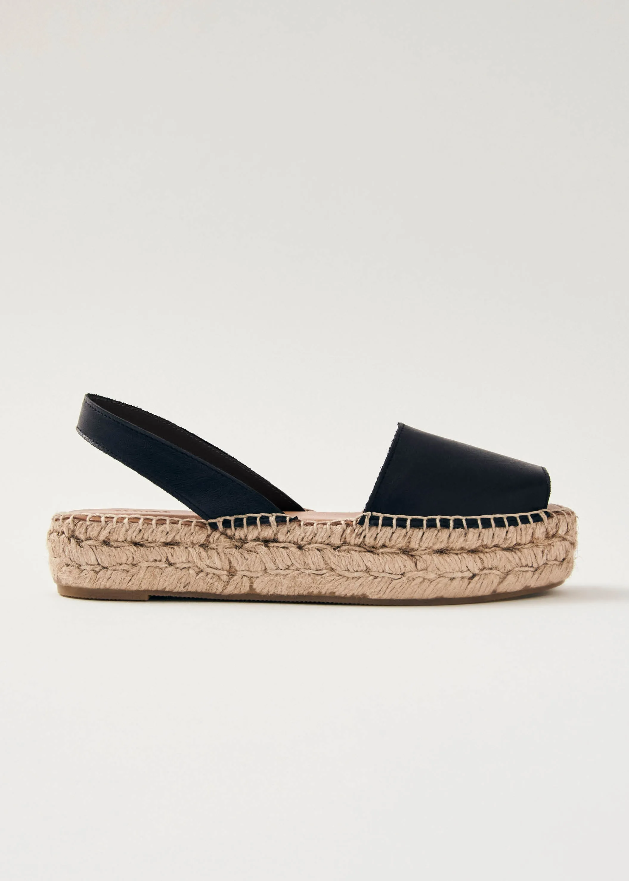 Ibizas Black Leather Espadrilles