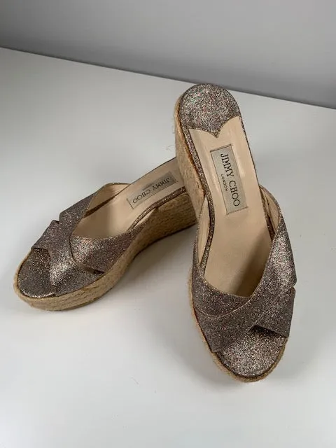 Jimmy Choo Glitter Wedges 39