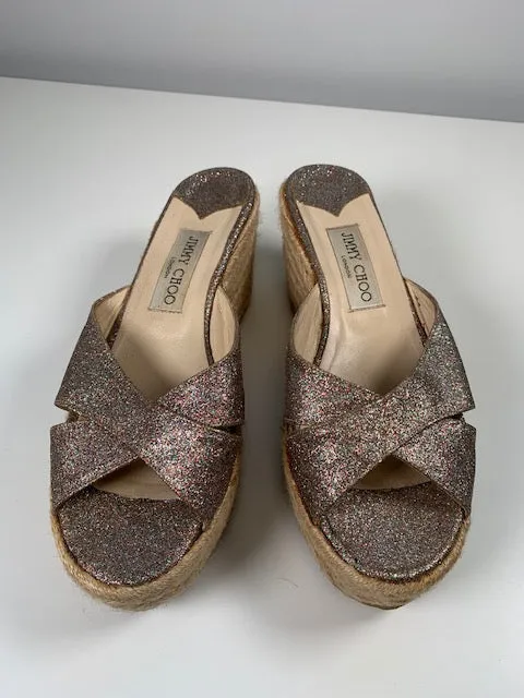 Jimmy Choo Glitter Wedges 39