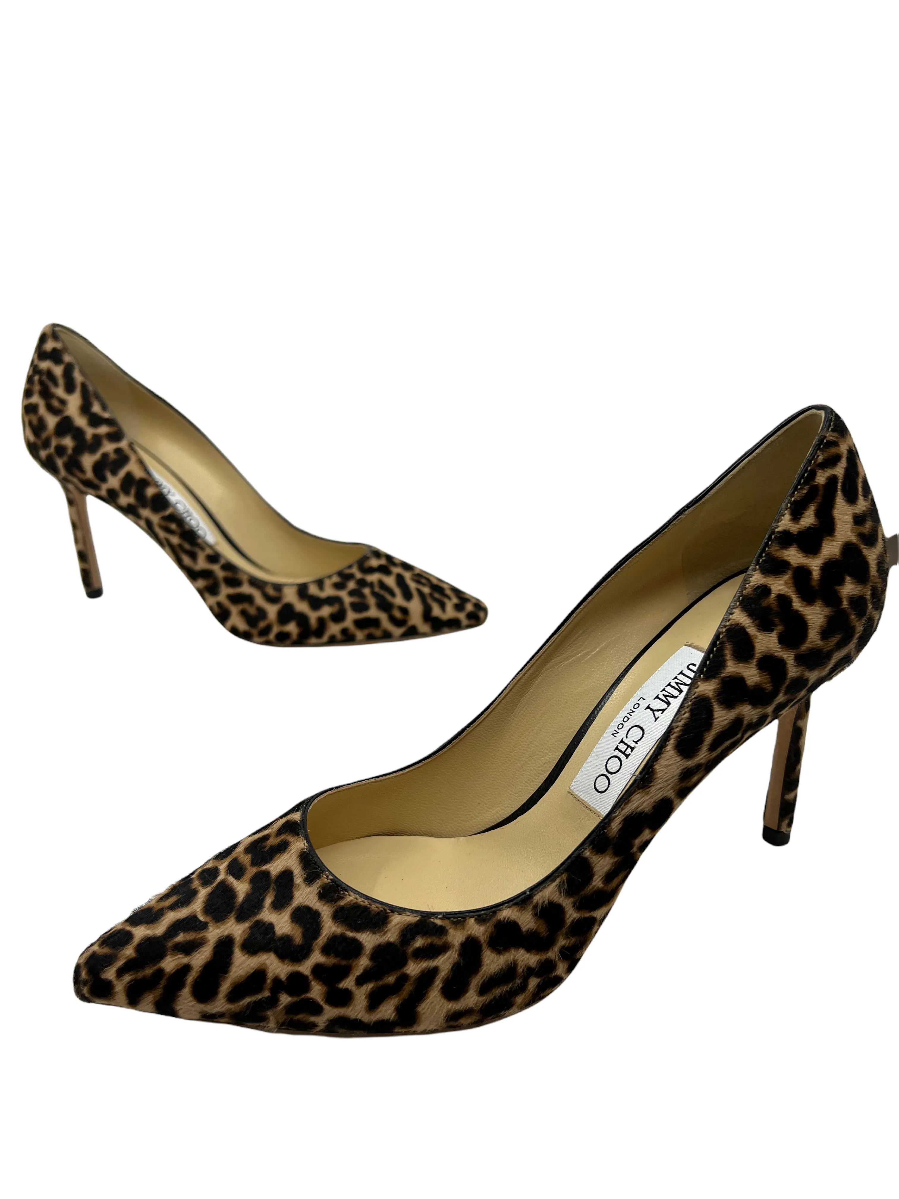 Jimmy Choo Romy Leopard Print Calf Hair Pumps Size 7.5