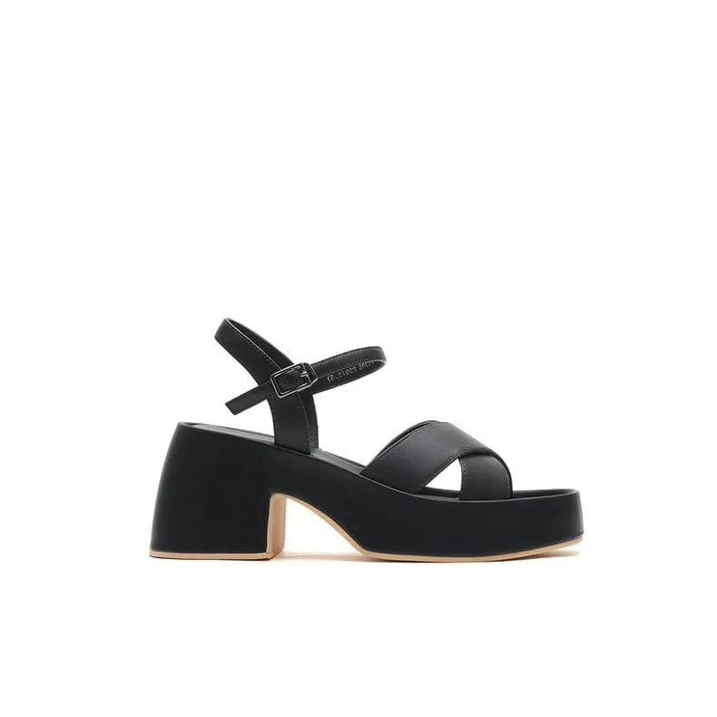 Joy&Peace Ankle Strap Cross Strap Heeled Sandals