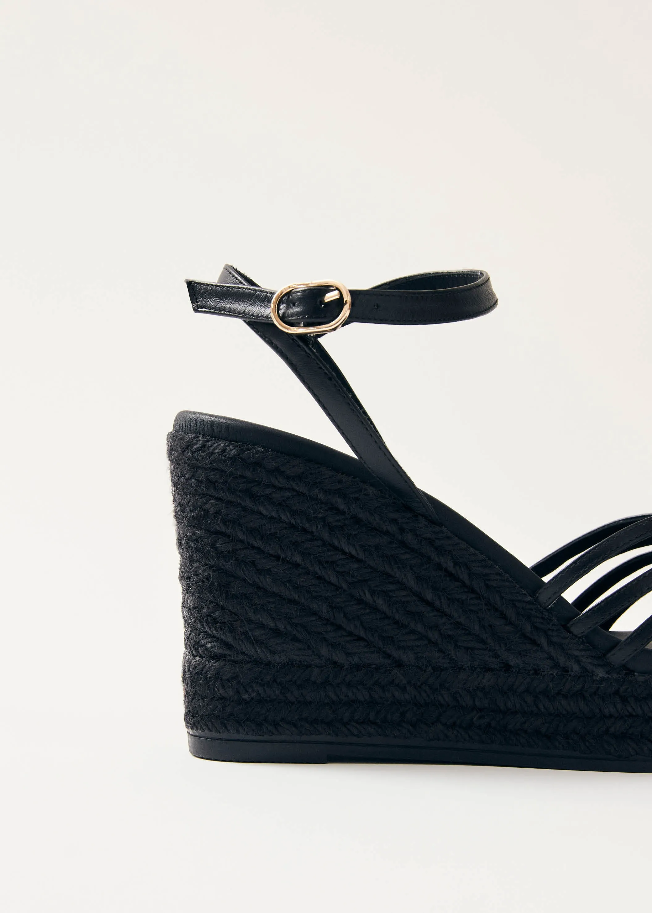 Maren Black Leather Espadrilles