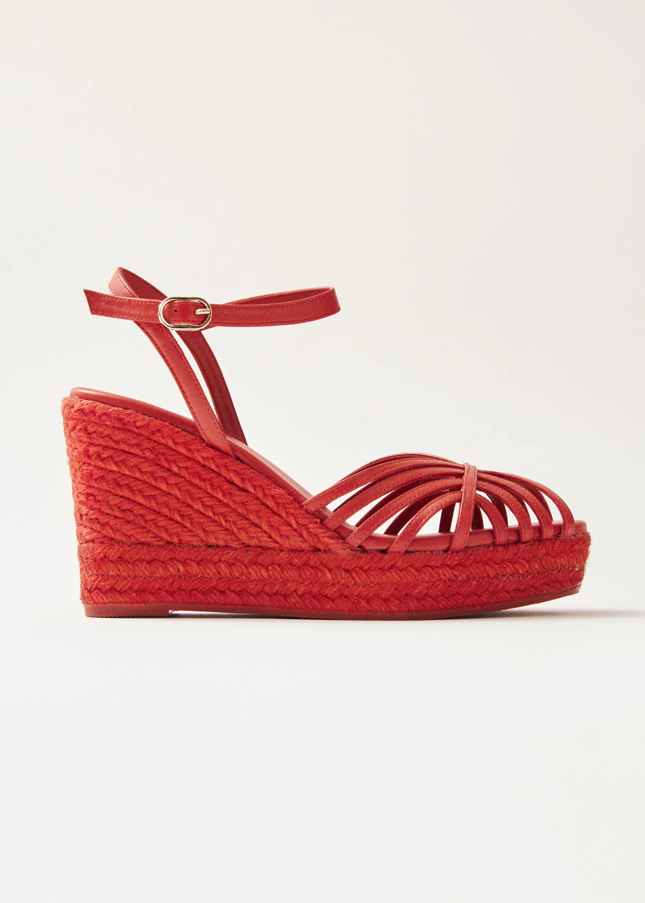 Maren Colorblock Red Leather Espadrilles