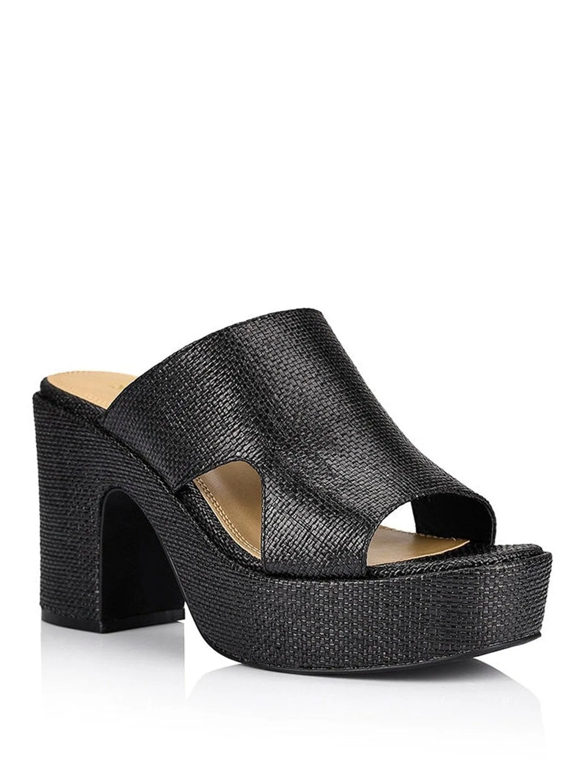 Milky Platform Sandals - Black Raffia