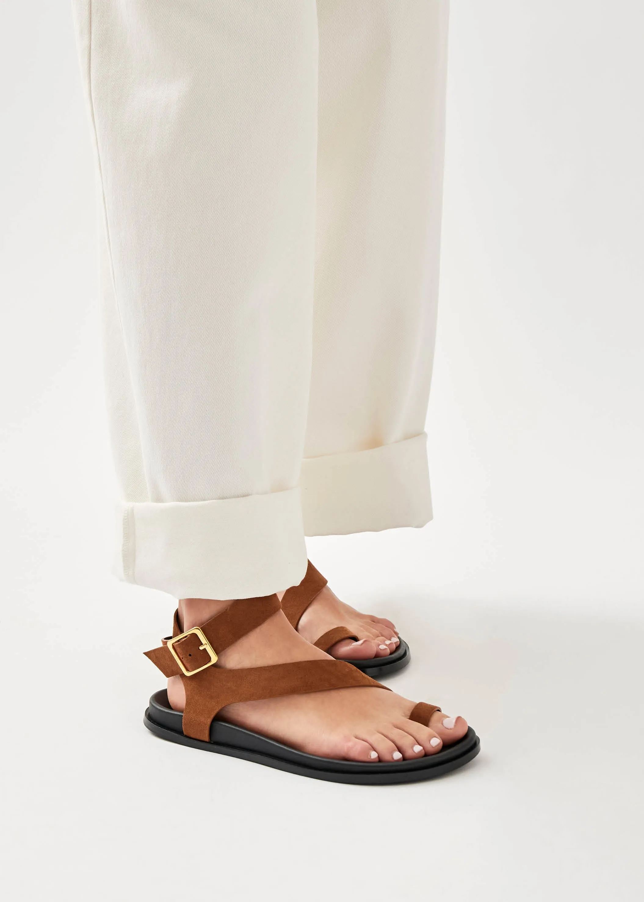 Myles Suede Brown Leather Sandals