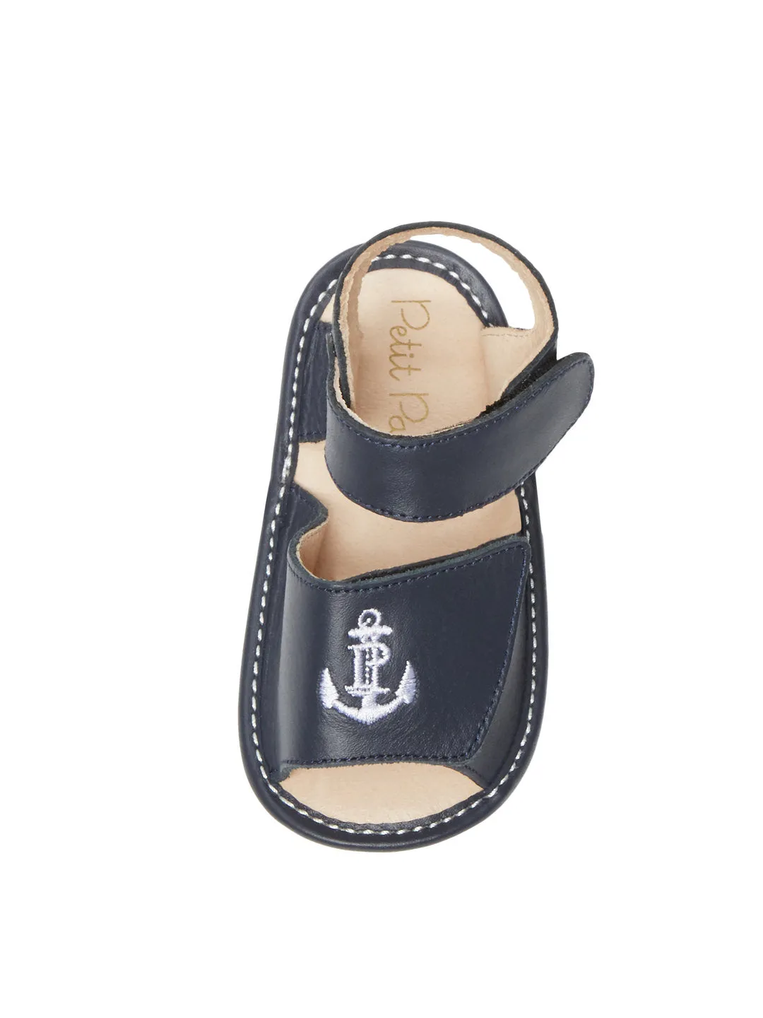 Navy Anchor Embroidered Sandals