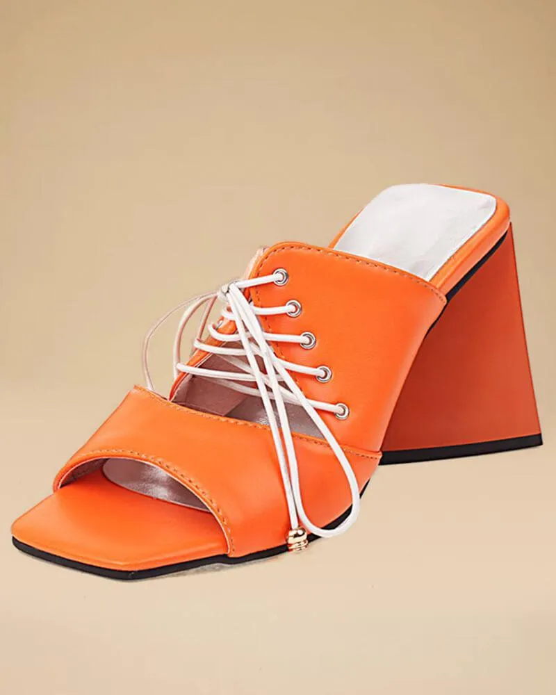 Open Toe Lace-up Hight Heels