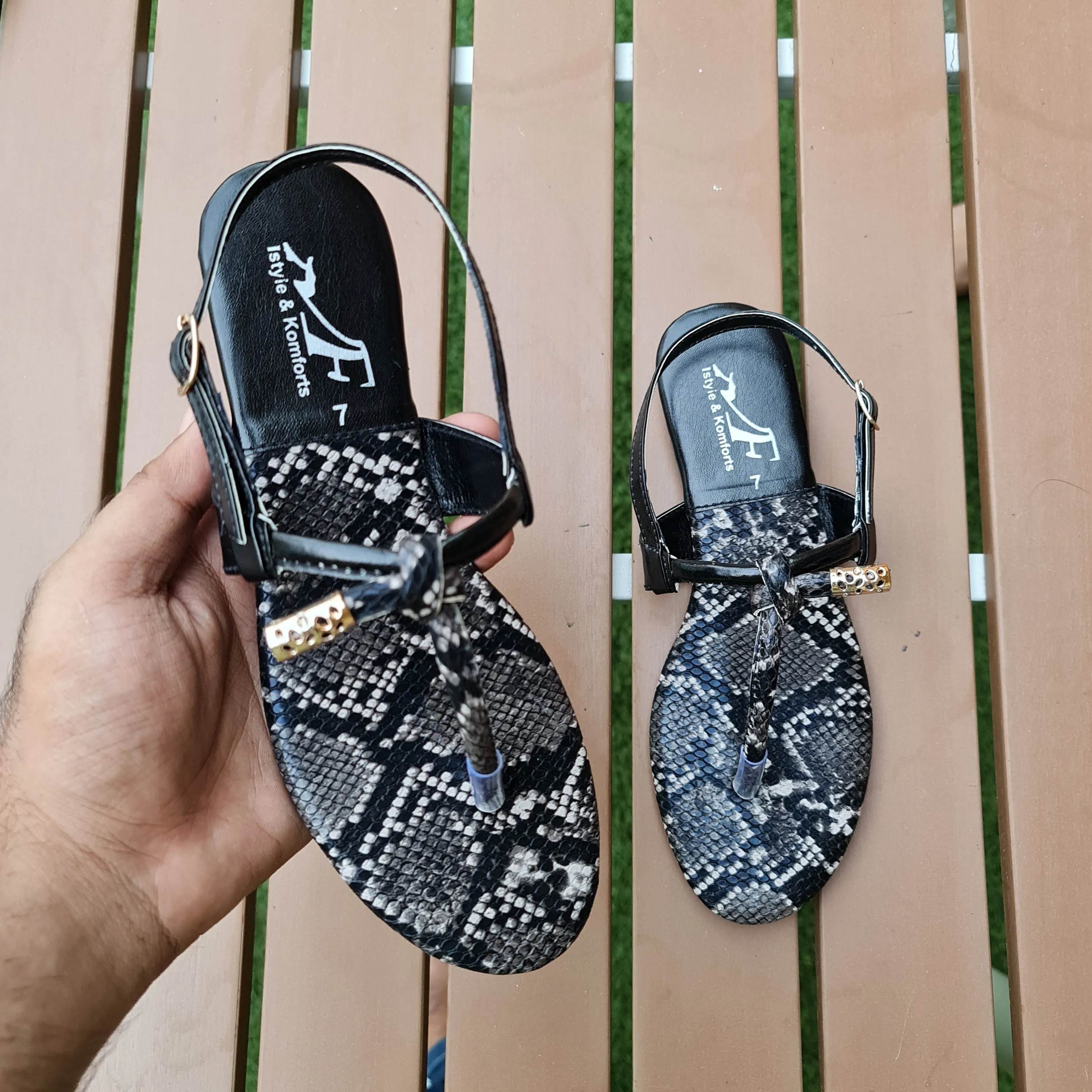 Printed Buckle Sandals