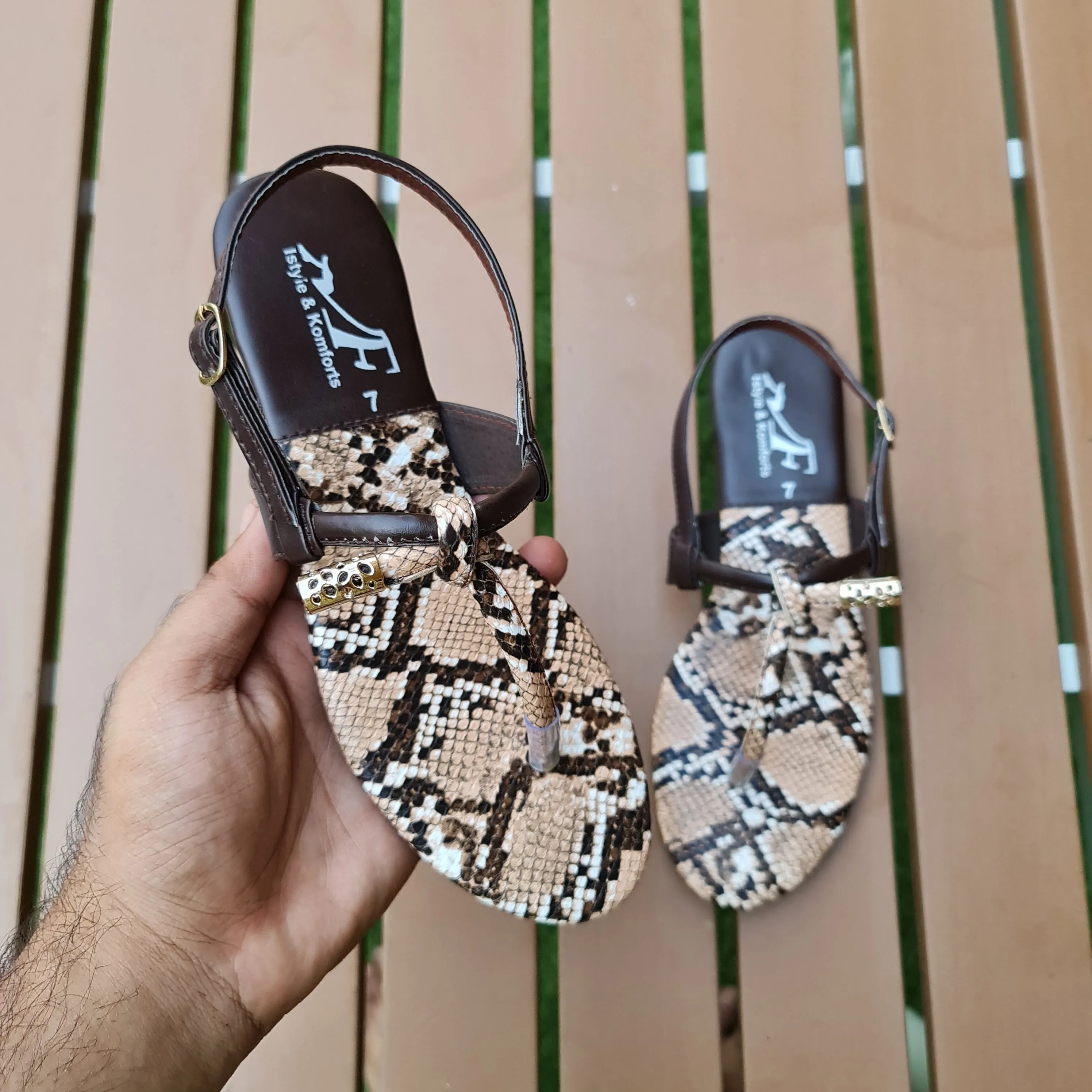 Printed Buckle Sandals