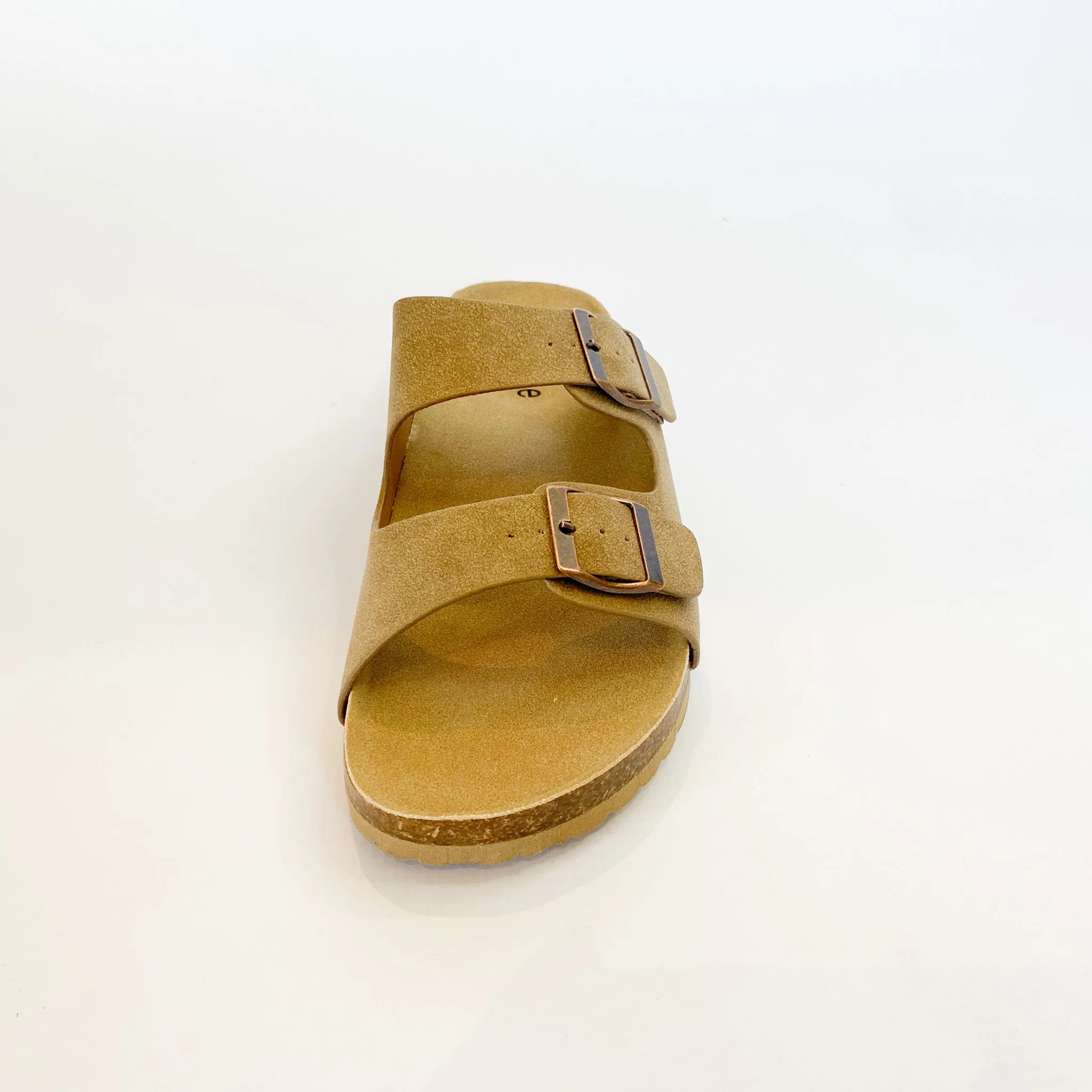 Queue taupe double buckle sandal