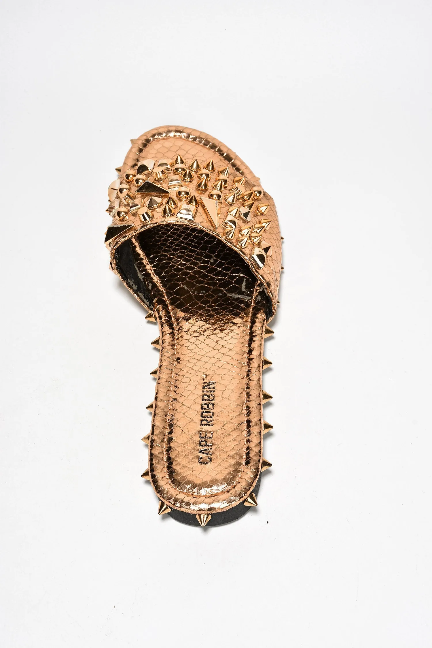 Rose Gold Spiked Slide Sandals