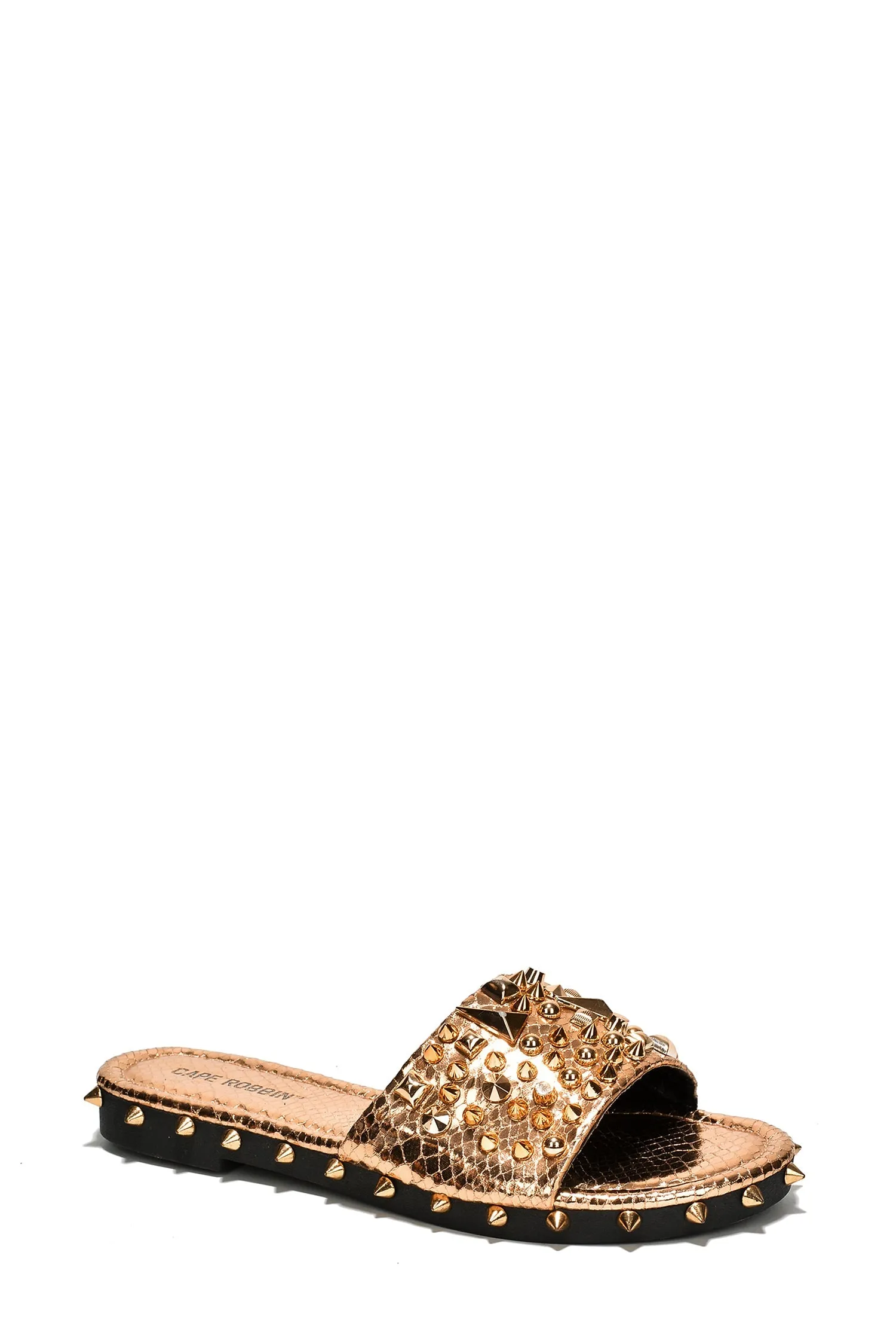 Rose Gold Spiked Slide Sandals