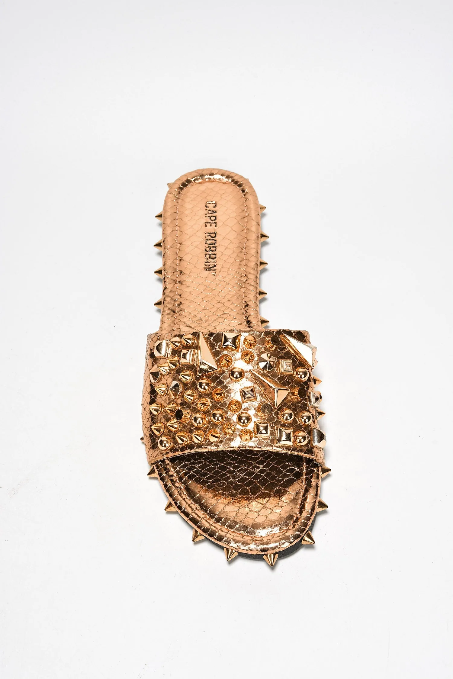 Rose Gold Spiked Slide Sandals