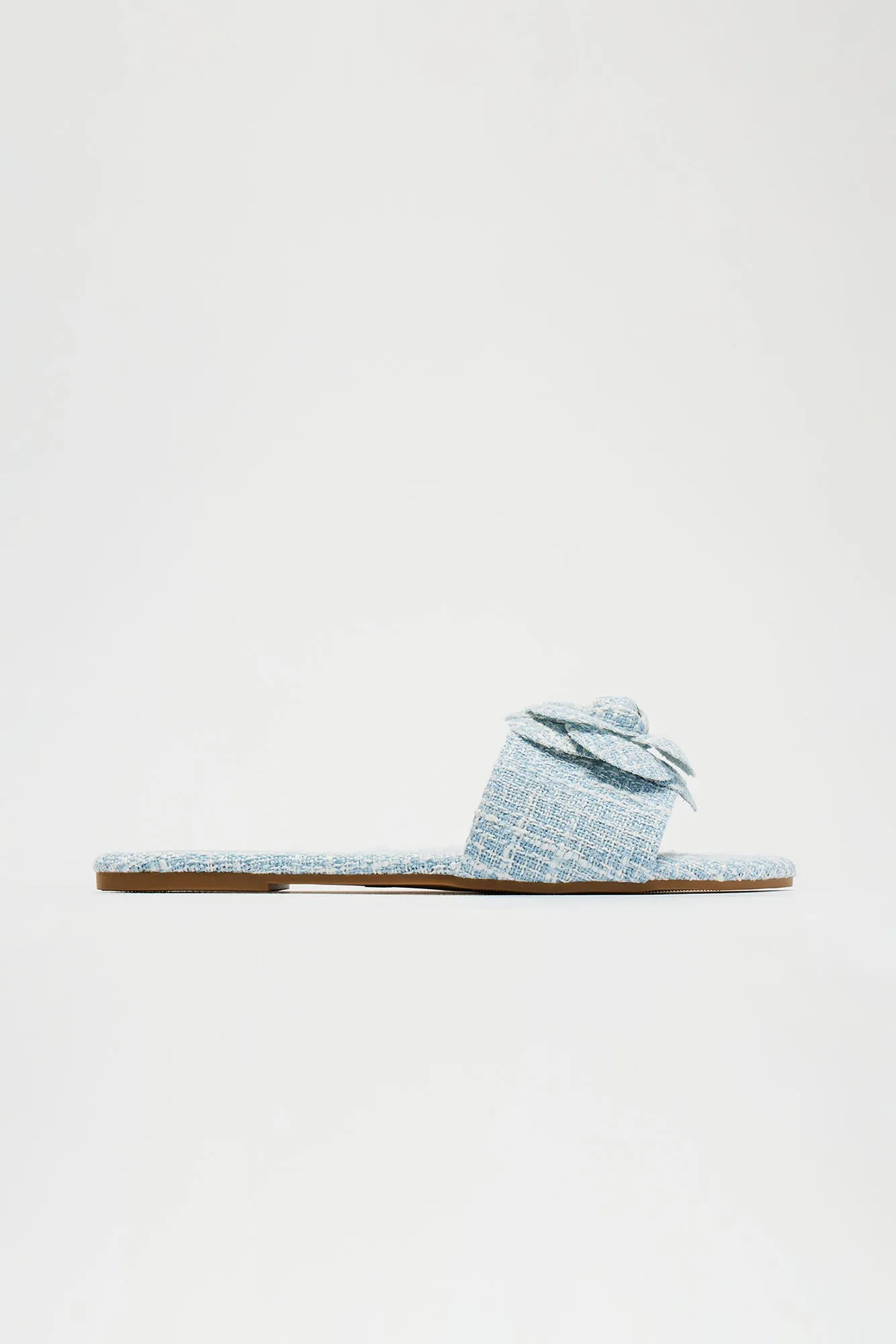 Spring Blossoms Tweed Sandals - Blue