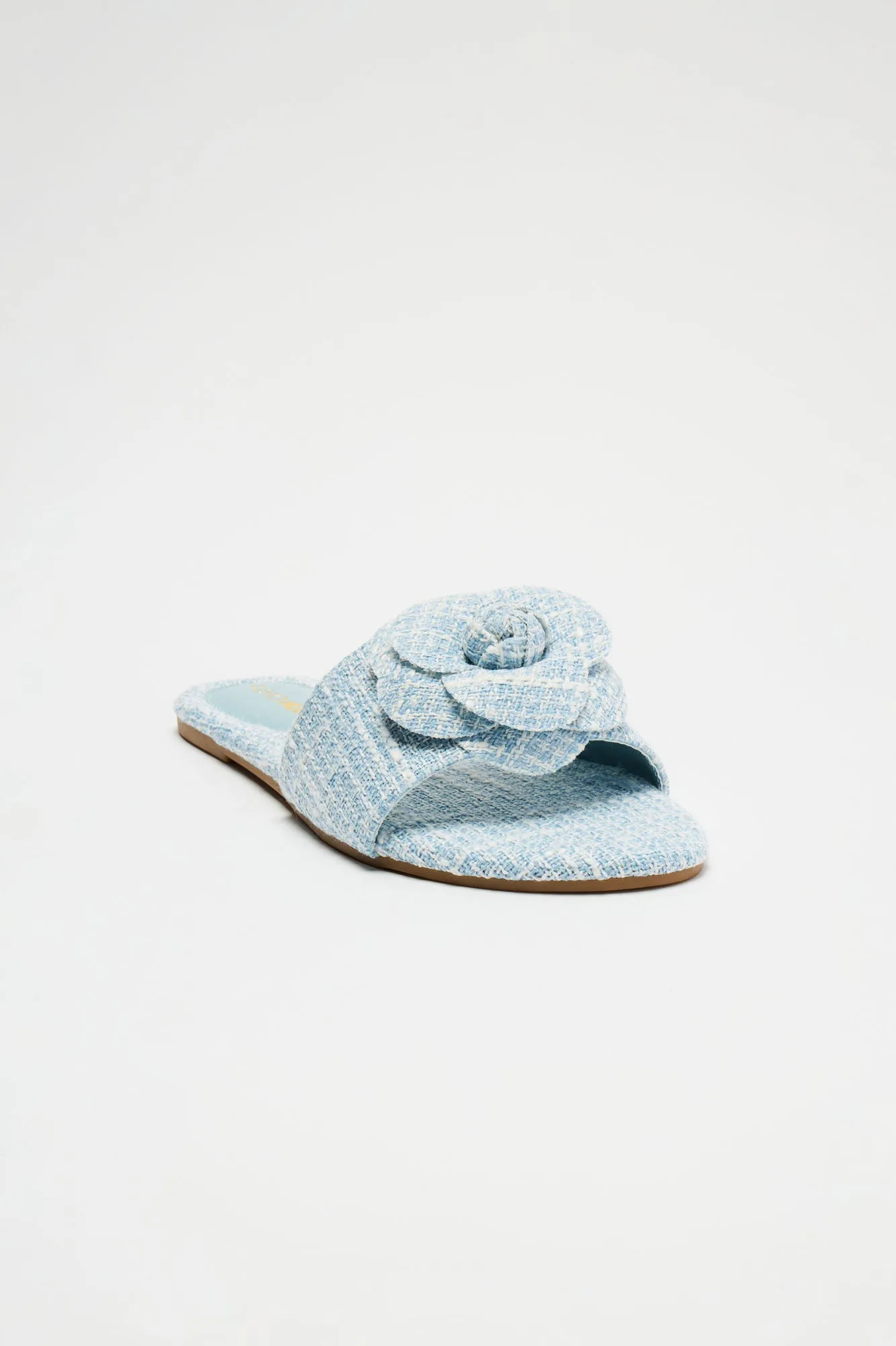 Spring Blossoms Tweed Sandals - Blue