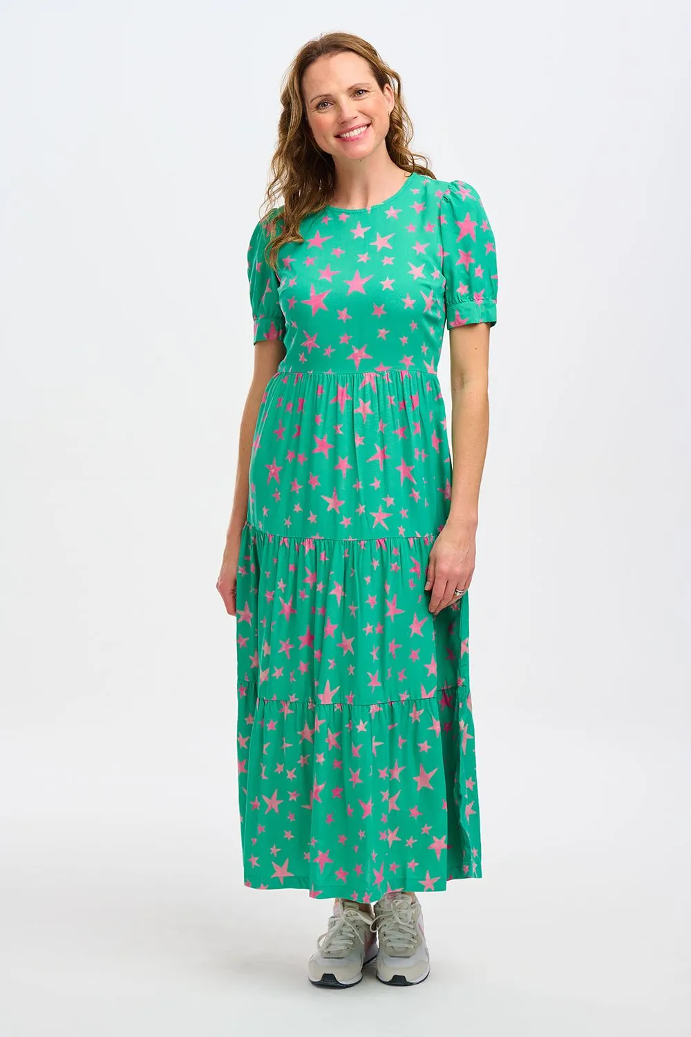 Sugarhill Brighton Portia Green Supernova Stars Maxi Batik Dress