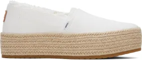 Valencia Platform Espadrille - White Canvas