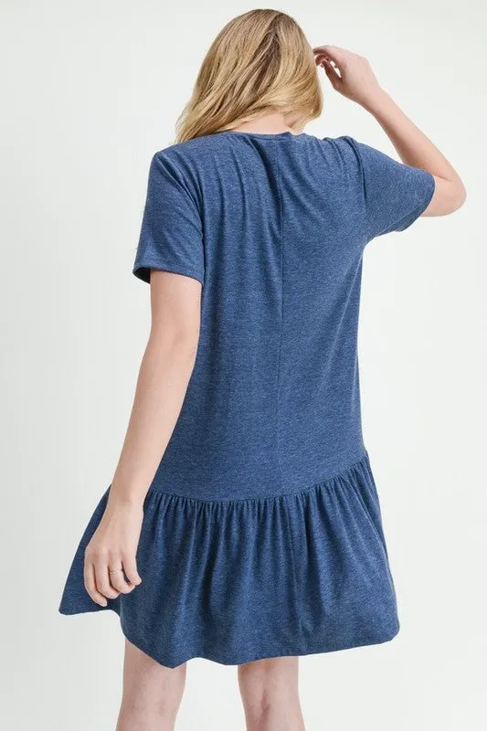 Veronica Peplum Hem Dress- Blue