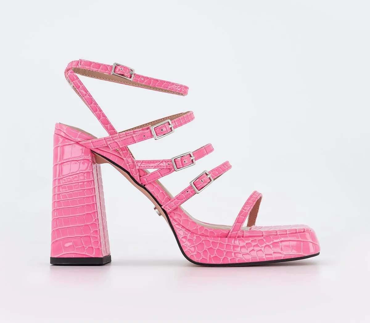 Womens Office Heirloom  Strappy Platform Buckle Sandals Pink Croc